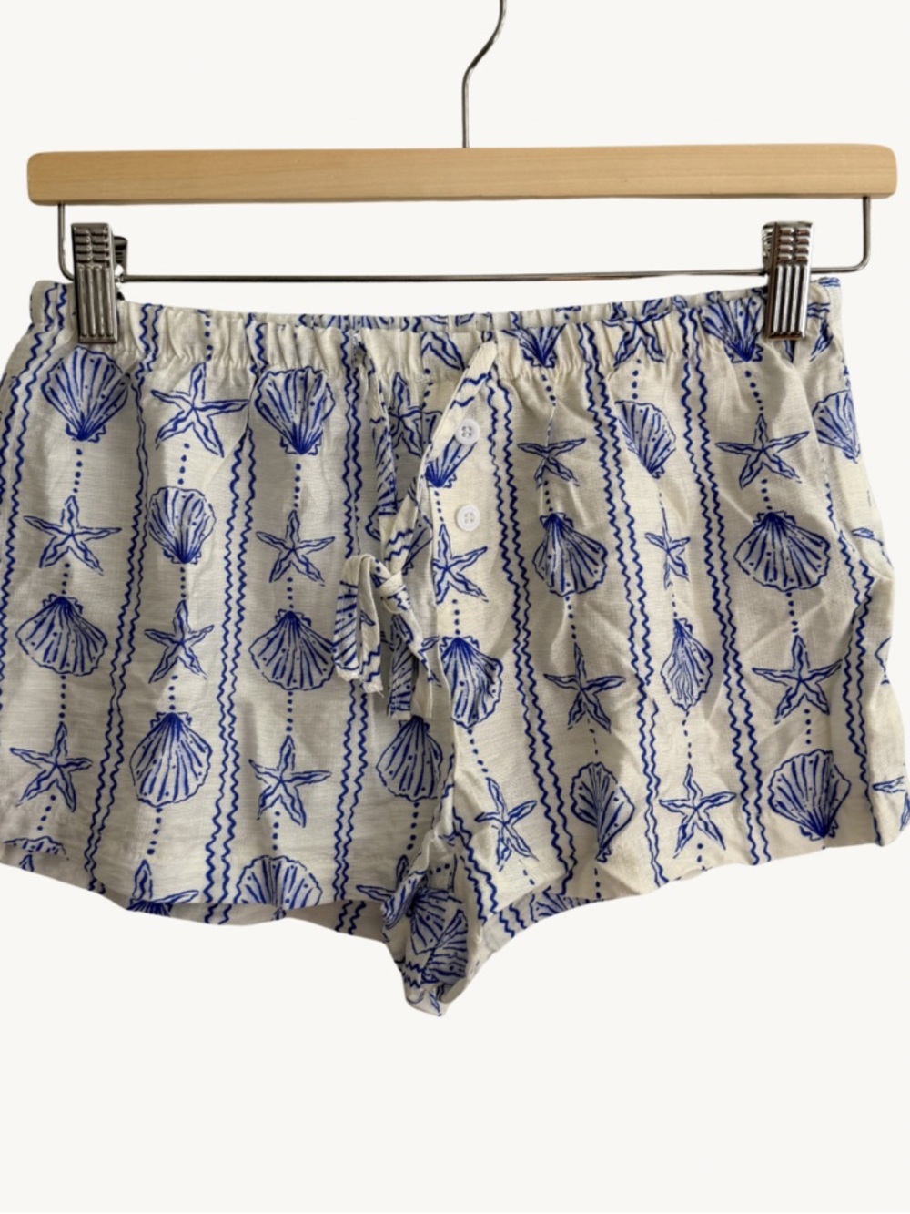 New Women’s Seashell Starfish Beach Print Lounge Shorts Size S Coastal Nautical